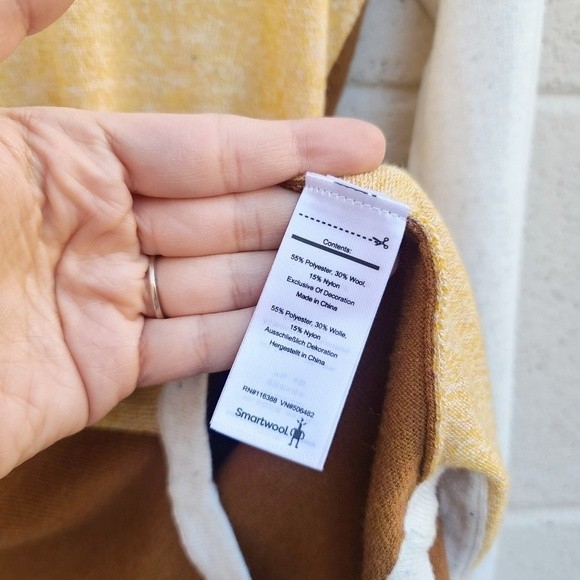 Smartwool | Shadow Pine Colorblock Sweater in Honey Gold/Natural Donegal NEW - Picture 10 of 12